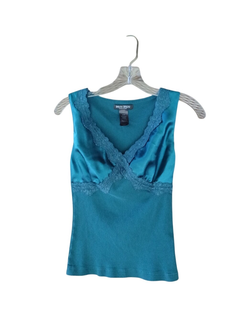 Bisou Bisou Teal V Neck Tank Top Medium